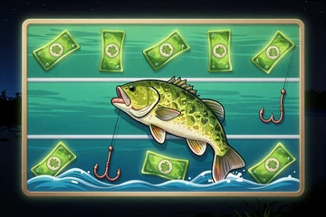 Big Bass Bonanza Slot mit gro&szlig;em Bass und Instant-Cash-Symbolen bei GambleZen