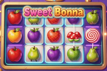 Sweet Bonanza Slot mit bunten Fr&uuml;chten und Multiplikator-Lollis im GambleZen Online Casino